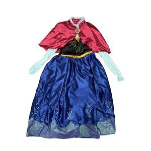 Disney Store Frozen ANNA COSTUME DRESS W Cape Size 9/10 New Halloween